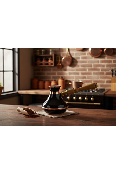 HitDukkan Bakır Sade Zarif Minimal 500ml Siyah Renkli Rus Cezvesi Büyük