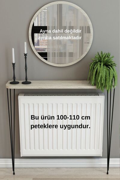 TALAŞTOZUM 120 Cm Traverten Petek Üstü Raf Oval Kenar Dresuar ( Bu Ürün 100 V...