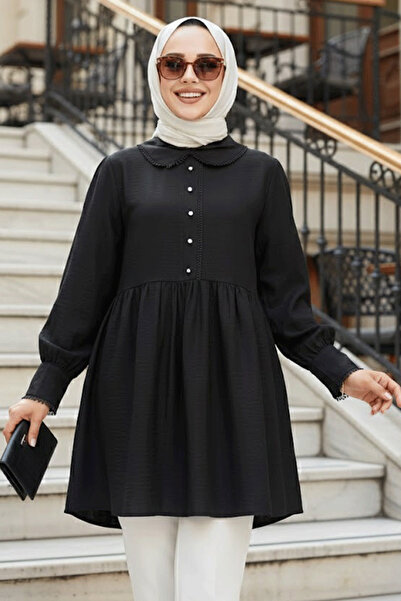 Neva Style Baby Collar Black Hijab Tunic 40691S