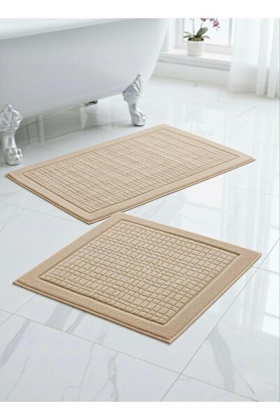 Thalia Home 100% Cotton Tufting Water Absorbent Soft Textured Bath Mat Set, Bathroom Carpet Set of 2 60X100 - 50X60