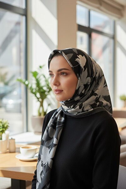 Onur وشاح شتوي ناعم مزين بالزهور المتدرجة - اتجاه المتجر