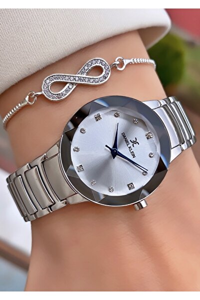 Daniel Klein Gümüş Renk Su Geçirmez 2 Yıl Garantili Kasa Kadın Kol Saati - Bileklik Hediyeli