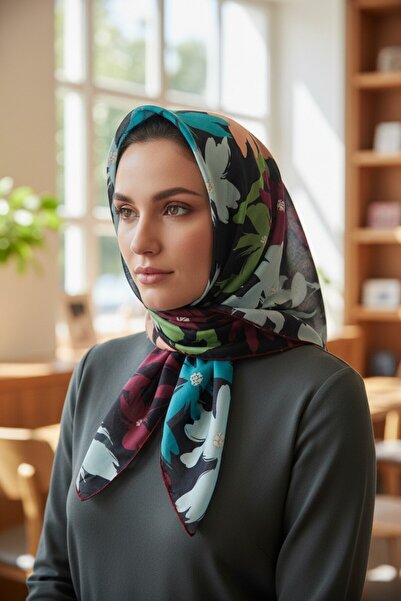 Onur وشاح شتوي ناعم مزين بالزهور المتدرجة - اتجاه المتجر