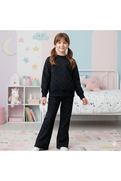 ÖRZİ Kids Set de trening pentru fete MEVSİYLİ, cu imprimeu cu piatră, cu 2 șn...