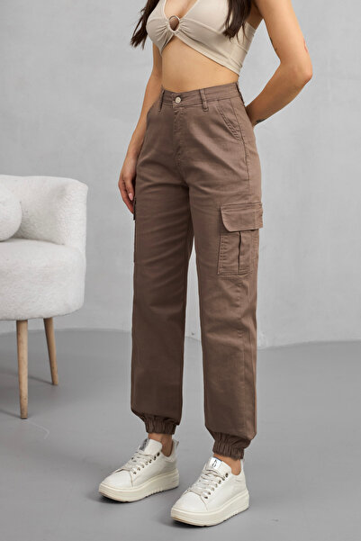 alanora Pantaloni de jogging pentru femei cu talie înaltă elastică - Buzunar cargo