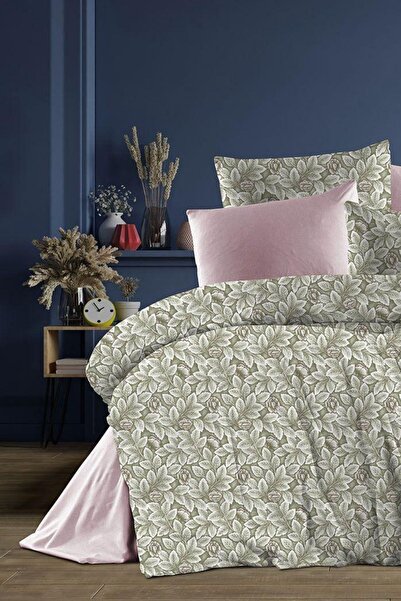 oabhome Khaki Bračni Čaršav kom Set posteljine Ranforce 4 komada Sa deznom