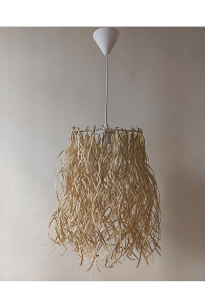 ONAY M Kemik Rengi Rafya Avize 25 X 40 El Yapımı Salon Oturma Odası Yatak Oda...