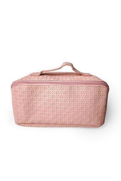 Ecrou Cross-Opening Makeup Bag Pink