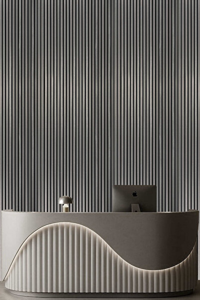 shop Mdf Ahşap Akustik Duvar Paneli 100x275 Cm - Silver(pvc)