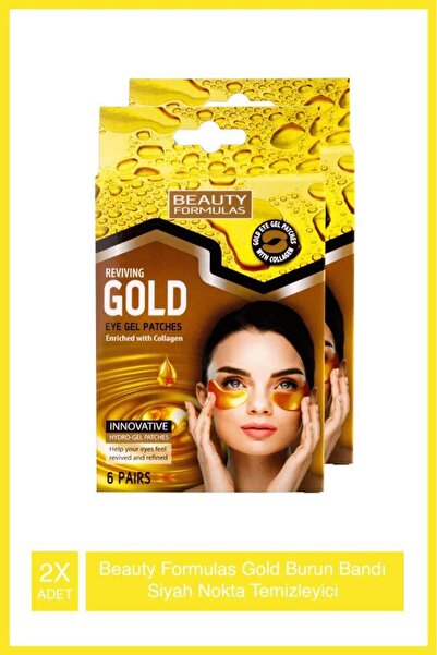 BEAUTY FORMULAS Gold Burun Bandı Siyah Nokta Temizleyici 6 Adet X2 Adet