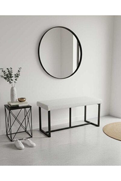 ÖZCAN METAL Siyah Metal Ayaklı Bench Puf Bank Antre Mutfak Salon Yatak Odası ...