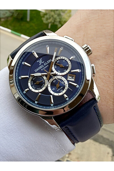 Daniel Klein Göstergeleri Aktif Lacivert Deri Kordon Erkek Kol Saati