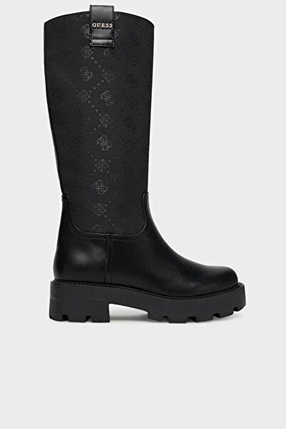 Guess Women's Yannis Monogram Patterned Thick Soled Boots - Black