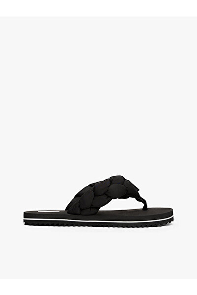 Tommy Hilfiger Braided Flip Flops Black Women's Slippers