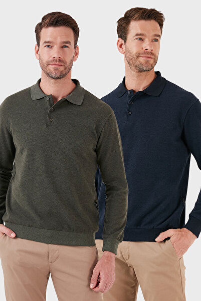 Buratti Cotton Blend Regular Fit 2-Pack Polo Neck Sweater Men's Polo Neck Sweater 456223S2