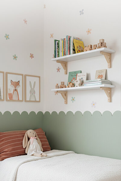 Pikas Ahşap Montessori Dekoratif İkili Bebek-Çocuk Odası Kitaplık,Raf