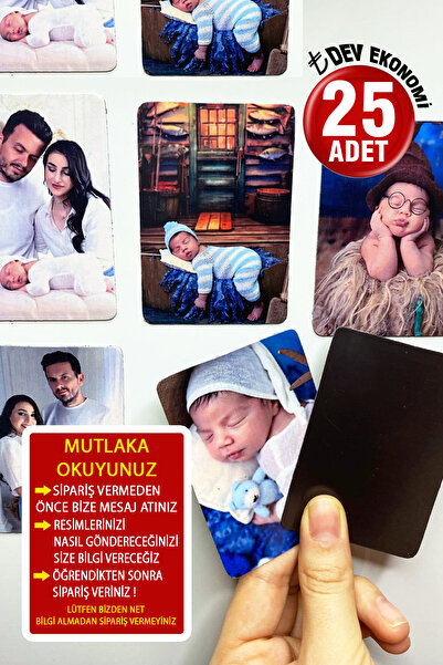 CiciMagnet 25 Tane Fotoğraflı Kişiye Özel Resimli Buzdolabı Magneti (8x6 cm)