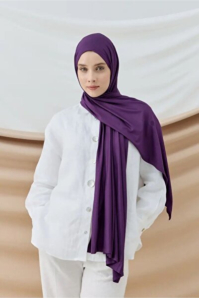 Modakaşmir شال قطني ممشط بلون البرقوق من أمينينسيل