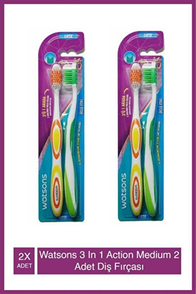 Watsons 3 İn 1 Action Medium 2 Adet Diş Fırçası X2 Adet
