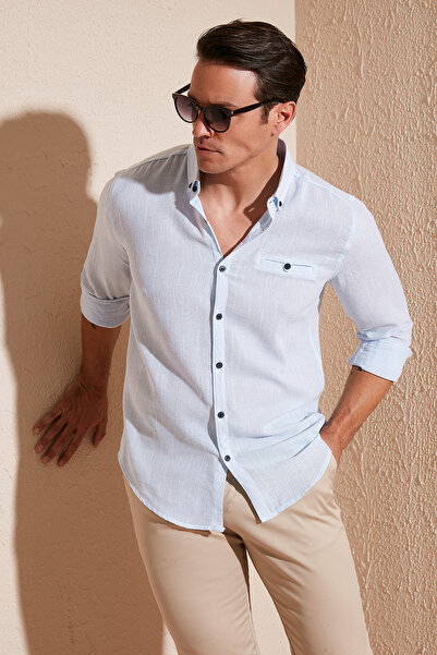 Buratti 100% памучна риза с дълъг ръкав и тясна кройка за мъже SHIRT CF21S111498