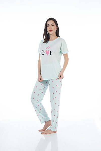 Estiva 22123 Жіночий піжамний комплект з коротким рукавом з віскози з серцеви...