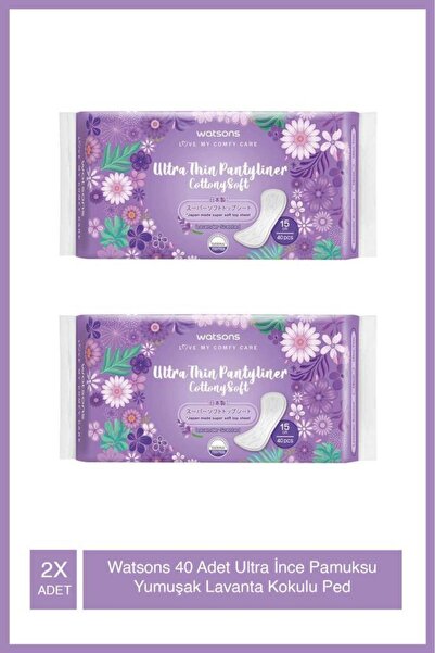Watsons 40 Adet Ultra İnce Pamuksu Yumuşak Lavanta Kokulu Ped X2 Adet
