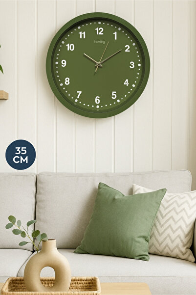HOMİNG ساعة حائط خضراء على الطراز الاسكندنافي مقاس 35 سم