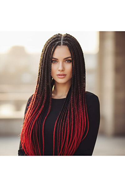 Mina Peruk Afrika Örgüsü Ve Rasta İçin Sentetik Ombreli Saç - Siyah / Koyu Kı...