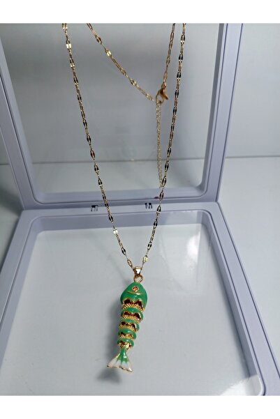 shop قلادة السمكة الخضراء الفولاذية (قلادة سمكة الكوي للحظ)