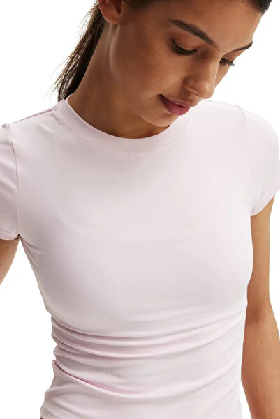 VODENS Pembe Bisiklet Yaka Basic Ultra Soft %100 Pamuk Kısa Kol Body