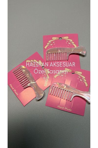 Haziran Aksesuar Sedefli Tarak Görünümlü, Yan Perçem Klipsli, Mini Saç Tokası