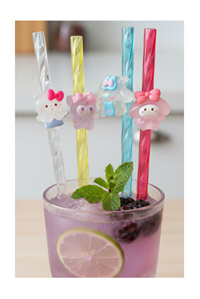 Fark Teknoloji Figürlü Mika Yıkanabilir Parti Pipet 4 Lü