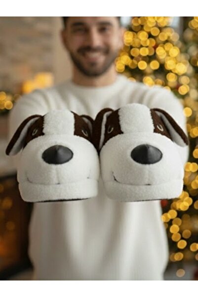 Lurji Erkek Peluş Kahverengi Köpek Figürlü Ev Pandufu– Sıcak, Yumuşak, Kaymaz...