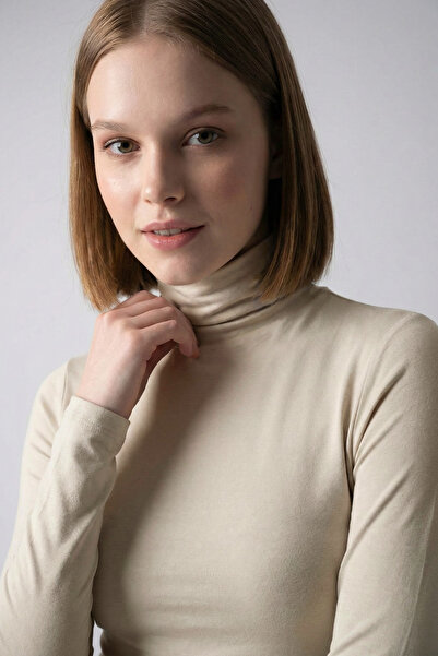 VODENS Γυναικεία μπλούζα μπεζ εξαιρετικά μαλακή ζιβάγκο