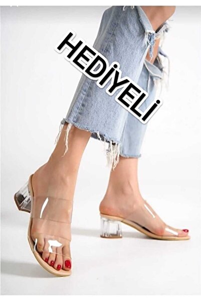 oliviashoes Papuci de damă cu toc cu bandă transparentă Olivia Shoes