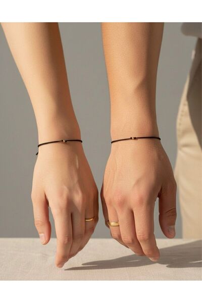 Altıncık 14 Ayar Altın Çift Dorika Top Siyah Ipli Şans Bileklik