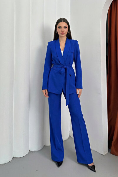 AKD Atelier Women's double belted blazer jacket pants set