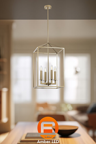 AmberLED Şık Metal Gövdeli Avize Mutfak ve Salon İçin E27 Uyumlu