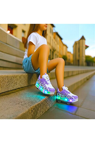 Nisanur Shoes Çocuk Ortopedik Patenli Işıklı Tekerlekli Spor Ayakkabı & Patenli 4 Tekerli Rahat Ayakkabı