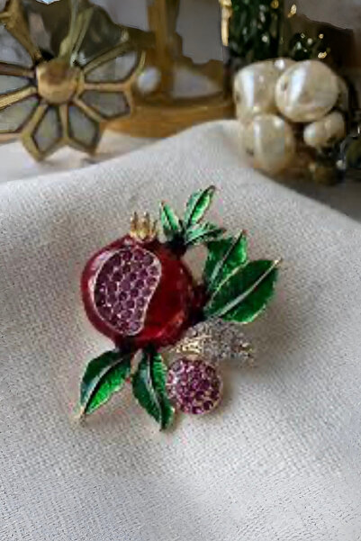 model aksesuar Yılbaşı Nar Fiğürlü Sevimli Şık Broş