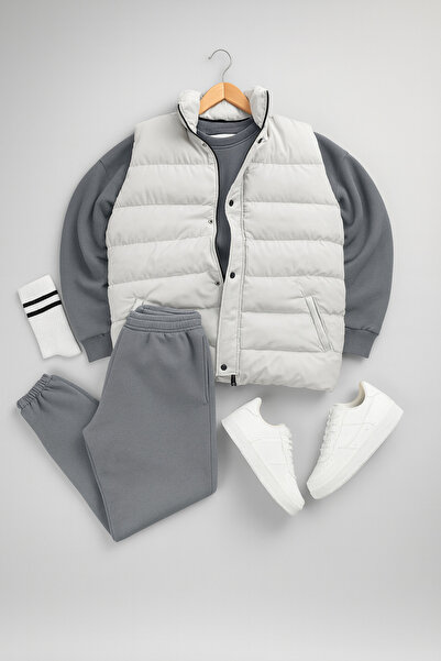 tetramoda Padded Puffer Vest and Three Thread Compact Crew Neck Cotton Inside...