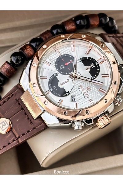 Reward وظائف الفرقة الجلدية البني النشطة للرجال ساعة اليد + سوار