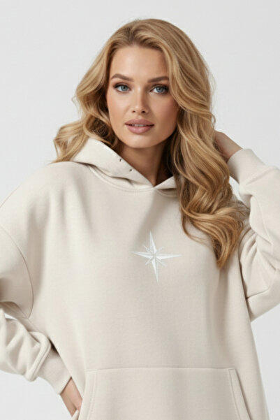 UNCİA OUTDOORS ملابس نسائية قصة فضفاضة بغطاء رأس ملابس رياضية بتفاصيل طباعة ن...