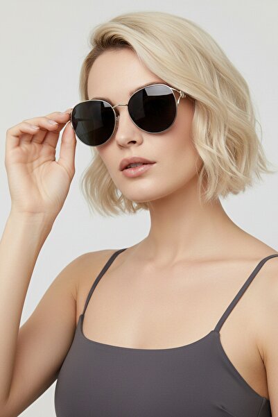 Daniel Klein Gümüş Siyah Yuvarlak Oval Modern Tasarım Kadın Güneş Gözlüğü