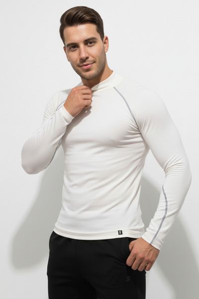 Scorp Thermo-Fit Erkek Termal İçlik Üst Kayak İçliği Ekru Beyaz Gri