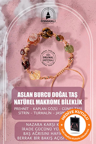 OSMANLI DOĞAL TAŞ Orijinal & Sertifikalı Aslan Burcu Doğal Taş Kutulu & El Ya...