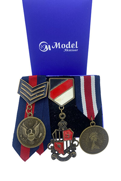 model aksesuar 3lü Blazer Antik Arma Broş
