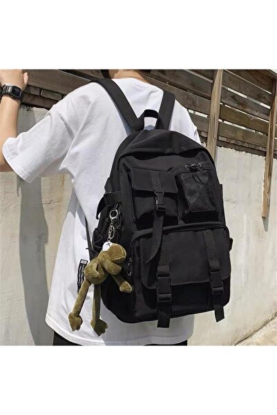 Köstebek Multi-Compartment Black Fabric Backpack