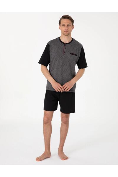 Pierre Cardin Ανδρικό κοντομάνικο 3 τεμαχίων σορτς ζακάρ πιτζάμες κοστούμι με...