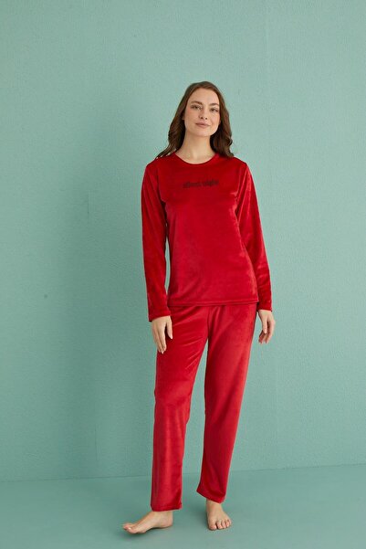 gd goldoremi 13166-18 Costum de pijama cu mânecă lungă din catifea de noapte ...